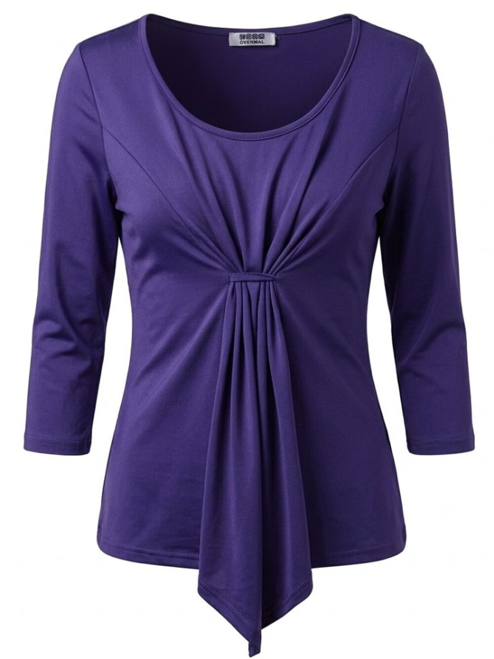 Overmal Womens Purple Gathered Ruched Front Top Y2K  Stretchy Blouse Sz S
